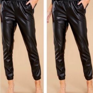 BB Dakota Black Faux Leather Joggers
